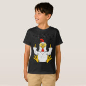 Funny Chicken Middle Finger F-caw-f Rooster Meme T-Shirt (Vorne ganz)