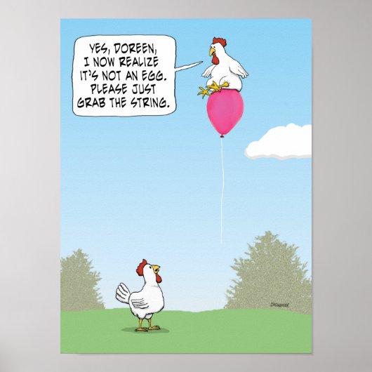 Funny Chicken Mistakes Ballon für Ei Poster (Vorne)