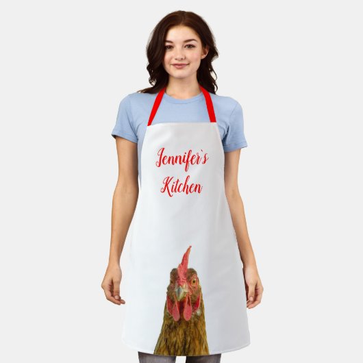Funny Chicken Name All-Over Print Schürze (Getragen)