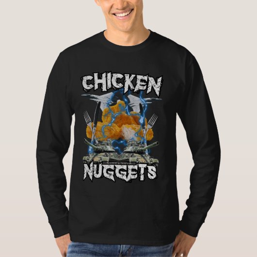 Funny Chicken Nugget Bootleg Hardcore Flames Meme T-Shirt (Vorderseite)