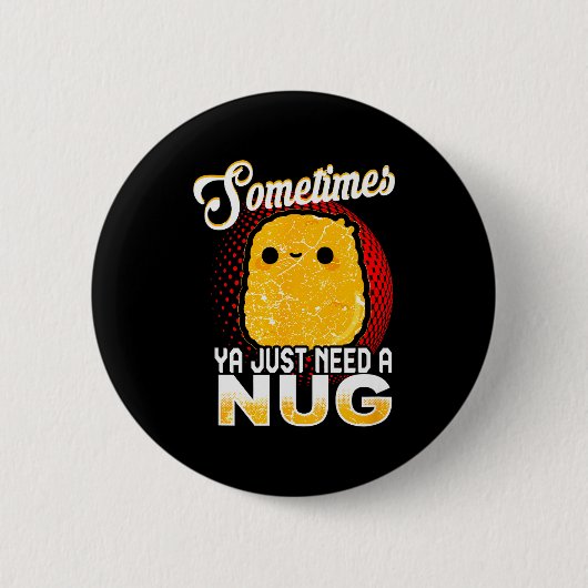 Funny Chicken Nugget Fast Food Costume Button (Vorderseite)