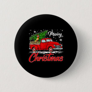 Funny Chicken on Red Truck Weihnachtsbaum Christma Button