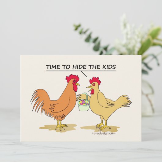 Funny Chicken Ostereier Cartoon Comic (Stehend Vorderseite)