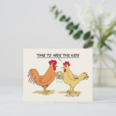 Funny Chicken Ostereier Cartoon Comic Postkarte (Stehend Vorderseite)