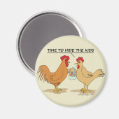 Funny Chicken Ostereier Cartoon Jagd Beige Magnet (Vorderseite/Rückseite)