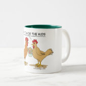 Funny Chicken Ostereier Cartoon Zweifarbige Tasse (VorderseiteRechts)