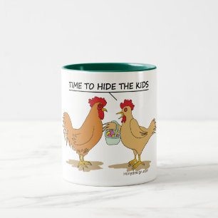 Funny Chicken Ostereier Cartoon Zweifarbige Tasse