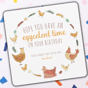 Funny Chicken Pub Square Geburtstagskarte
