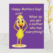 Funny Chicken Purple Mother's Day Card Karte (Gelbe Blume)