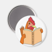 Funny Chicken Reading Book Cartoon Hen Magnet (Vorderseite/Rückseite)