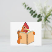 Funny Chicken Reading Book Cartoon Hen Postkarte (Stehend Vorderseite)