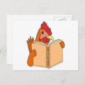 Funny Chicken Reading Book Cartoon Hen Postkarte (Vorne/Hinten)