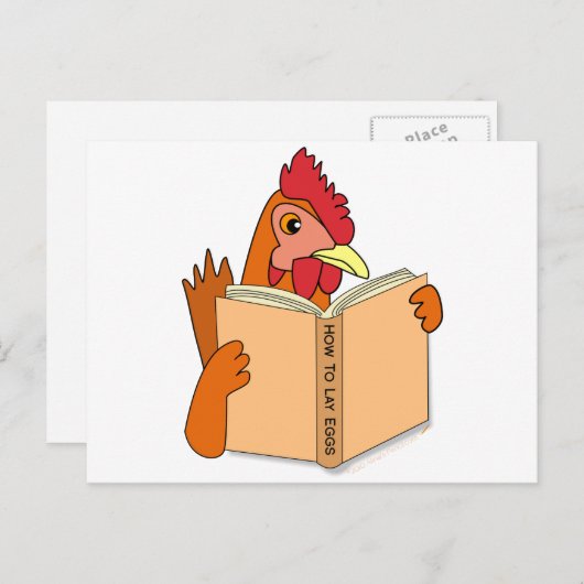 Funny Chicken Reading Book Cartoon Hen Postkarte (Vorne/Hinten)