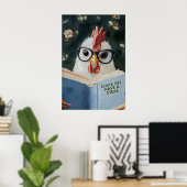 Funny Chicken Reading Cluck Off Have a Steak Book Poster (Heimbüro)
