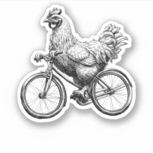 Funny Chicken Riding Bike Süße Tier Liebe Aufkleber