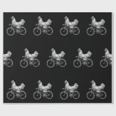 Funny Chicken Riding Bike Süße Tier Liebe Geschenkpapier (Flach)