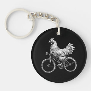 Funny Chicken Riding Bike Süße Tier Liebe Schlüsselanhänger