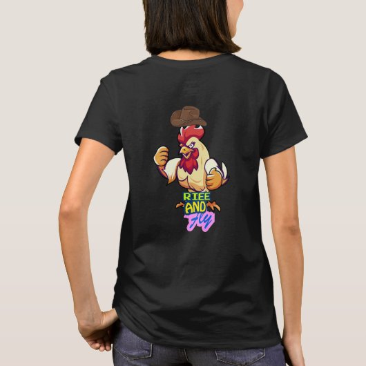 Funny Chicken Rise and Fly” T-Shirt (Rückseite)