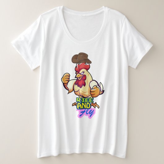 Funny Chicken Rise and Fly” T-Shirt (Design vorne)