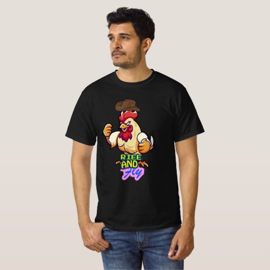 Funny Chicken Rise and Fly” T-Shirt (Vorne ganz)