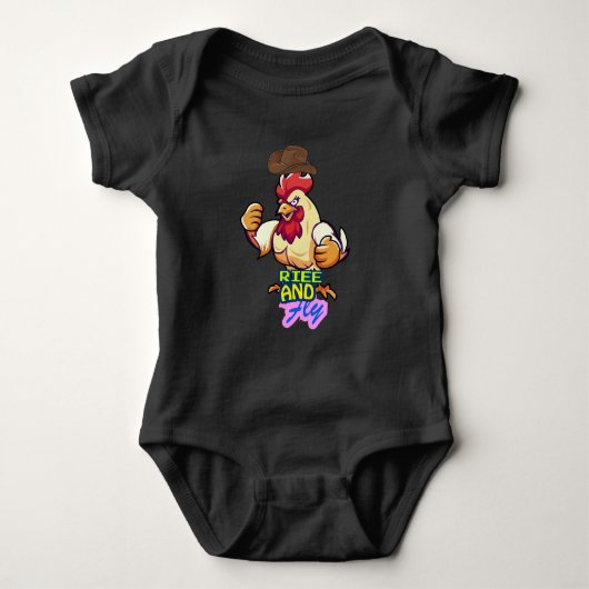 Funny Chicken Rise and Fly” T-Shirt Baby Strampler (Vorderseite)