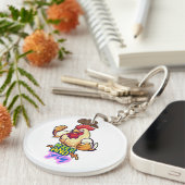 Funny Chicken Rise and Fly” T-Shirt Schlüsselanhänger (Vorderseite rechts)