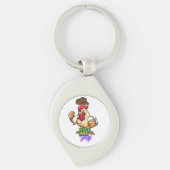 Funny Chicken Rise and Fly” T-Shirt Schlüsselanhänger (Vorderseite)