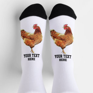 Funny Chicken Rooster Farm Custom Message Socken