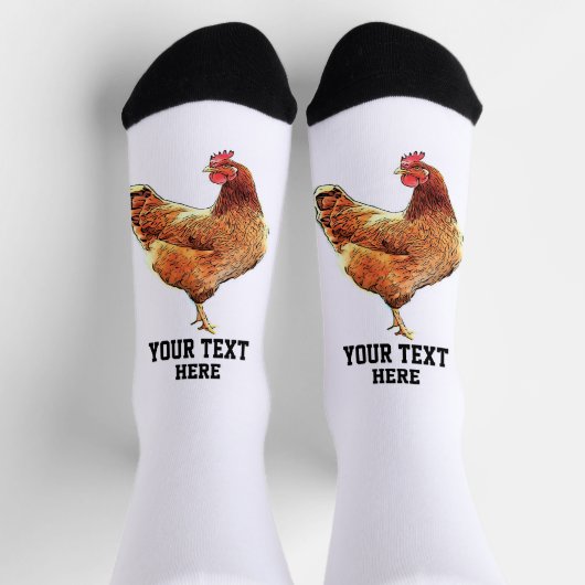 Funny Chicken Rooster Farm Custom Message Socken (Oben)