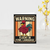 Funny Chicken Rooster Humor Warning Fluent In Fowl Karte (Gelbe Blume)