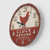 Funny Chicken Rustic Farmhouse Große Wanduhr (Winkel)