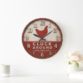 Funny Chicken Rustic Farmhouse Große Wanduhr (Zuhause)