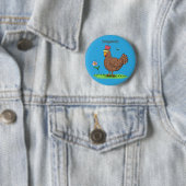 Funny chicken rustic whimsical cartoon button (Beispiel)