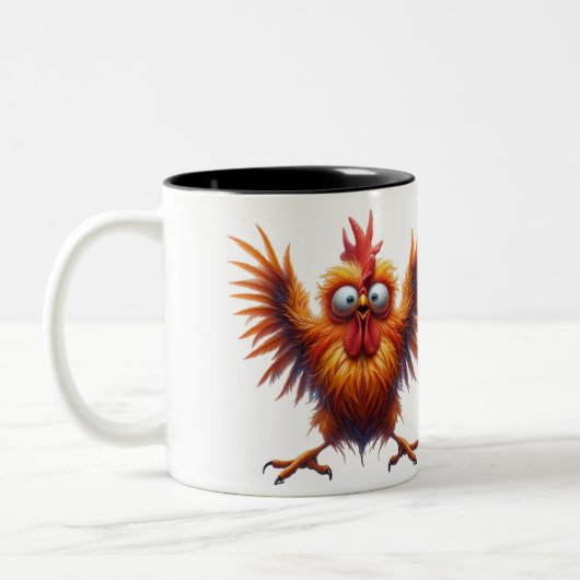 Funny Chicken Sarcasm Zweifarbige Tasse (Links)
