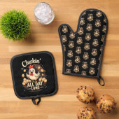 Funny Chicken Spaß Rustic Farm Life Kissen Ofenhandschuh & Topflappen-Set (Oben Unten)