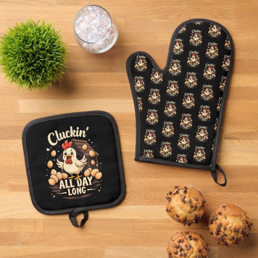 Funny Chicken Spaß Rustic Farm Life Kissen Ofenhandschuh & Topflappen-Set (Oben Unten)
