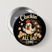 Funny Chicken Spaß Rustikales Landleben Button (Vorne & Hinten)
