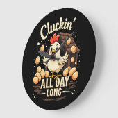 Funny Chicken Spaß Rustikales Landleben Große Wanduhr (Winkel)