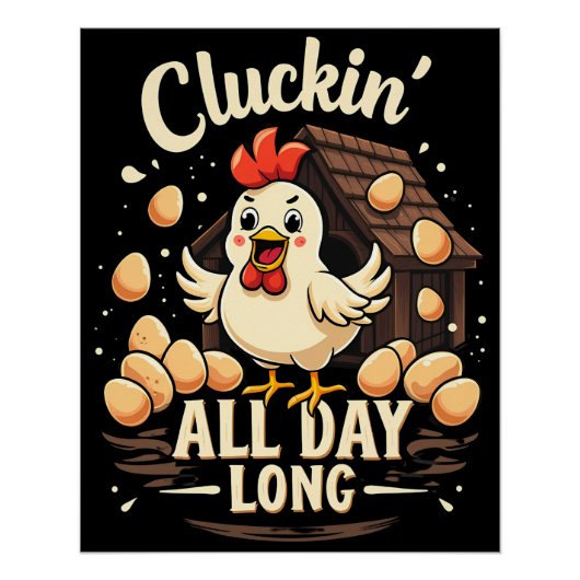 Funny Chicken Spaß Rustikales Landleben Poster (Vorderseite)