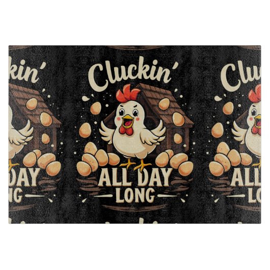 Funny Chicken Spaß Rustikales Landleben Schneidebrett (Vorderseite)