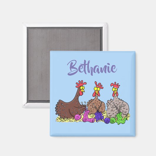 Funny Chicken Trio Strickfilm Cartoon Magnet (Vorderseite/Rückseite)
