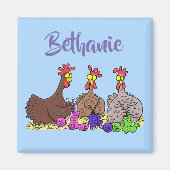 Funny Chicken Trio Strickfilm Cartoon Magnet (Vorne)