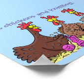 Funny Chicken Trio Strickfilm Cartoon Poster (Ecke)