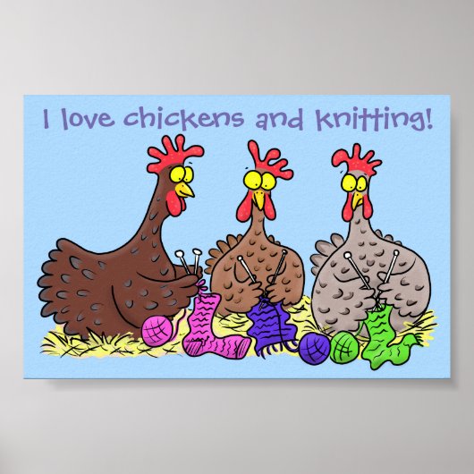 Funny Chicken Trio Strickfilm Cartoon Poster (Vorne)