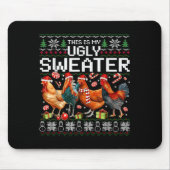 Funny Chicken Ugly Christmas Sweater Holiday Desig Mousepad (Vorne)