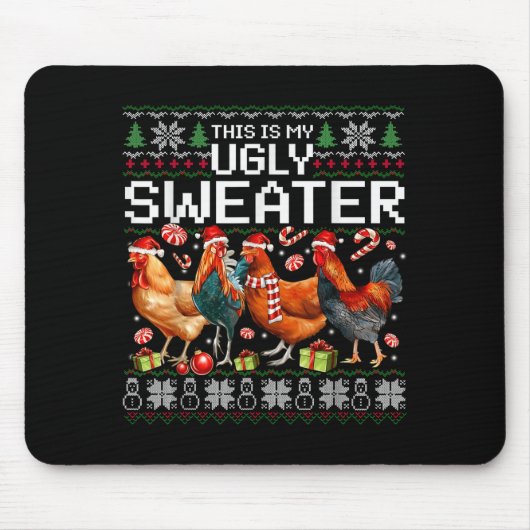 Funny Chicken Ugly Christmas Sweater Holiday Desig Mousepad (Vorne)