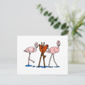 Funny Chicken und Flamingos Postkarte (Stehend Vorderseite)