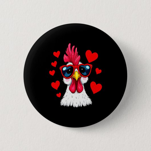 Funny Chicken Valentines Day Heart Chicken Couple Button (Vorderseite)
