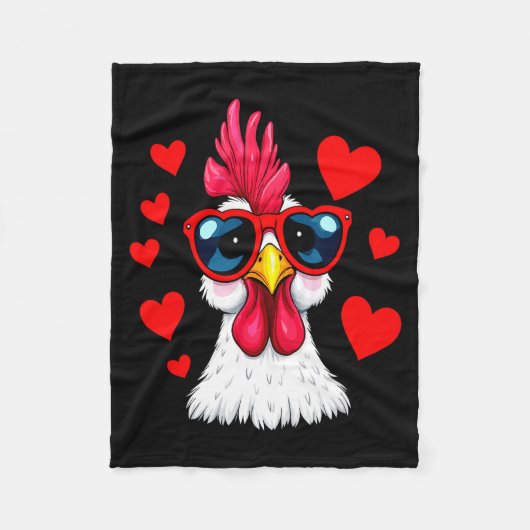 Funny Chicken Valentines Day Heart Chicken Couple Fleecedecke (Vorderseite)
