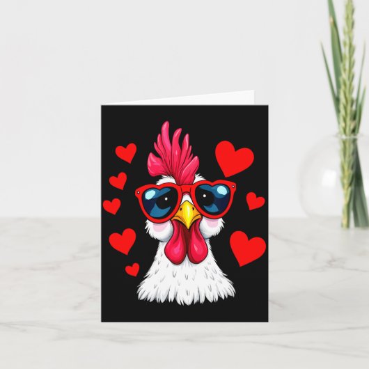 Funny Chicken Valentines Day Heart Chicken Couple Karte (Vorderseite)
